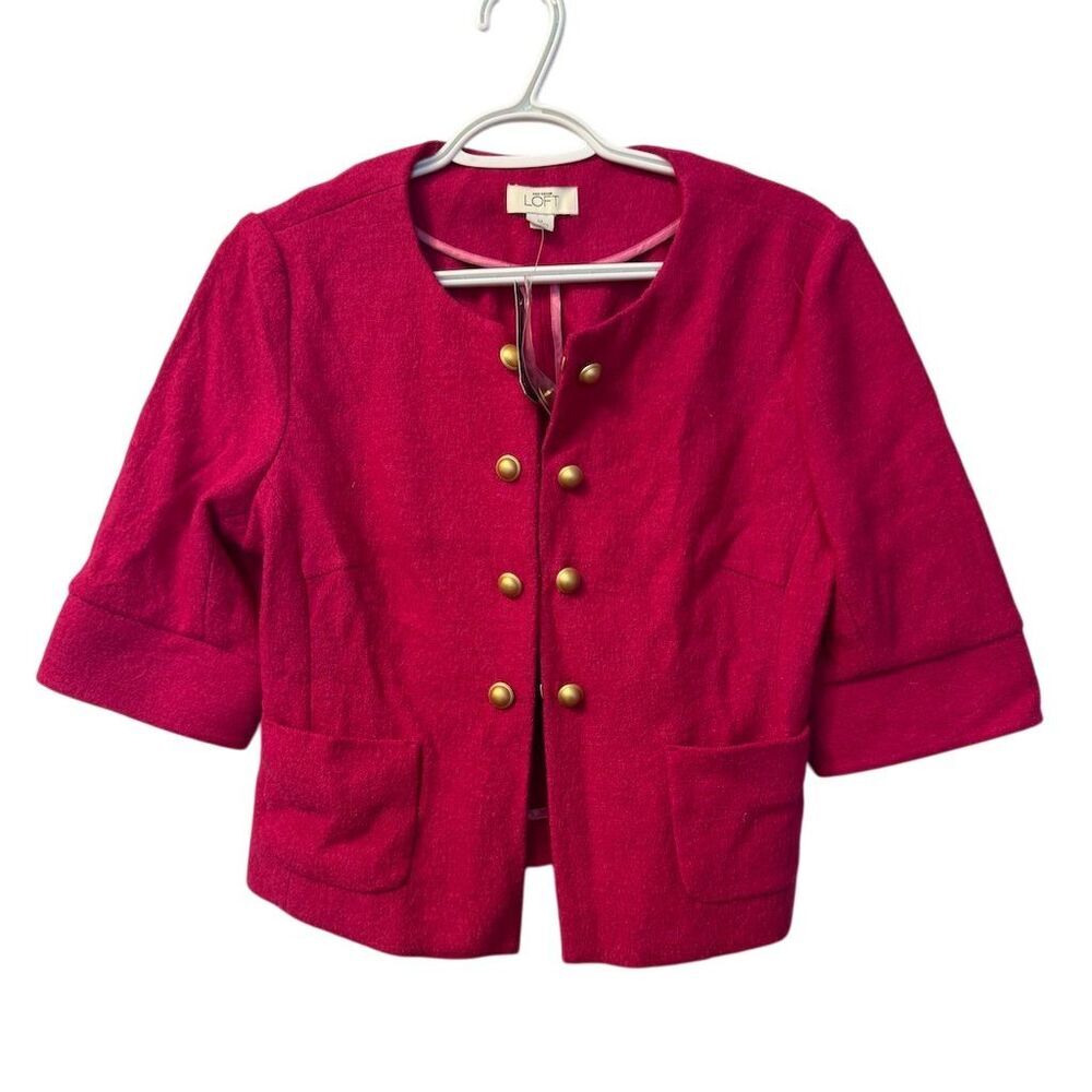 Ann Taylor Loft NWT Women's‎ Pink Wool Blend Blazer Jacket Size M 3/4 Sleeve